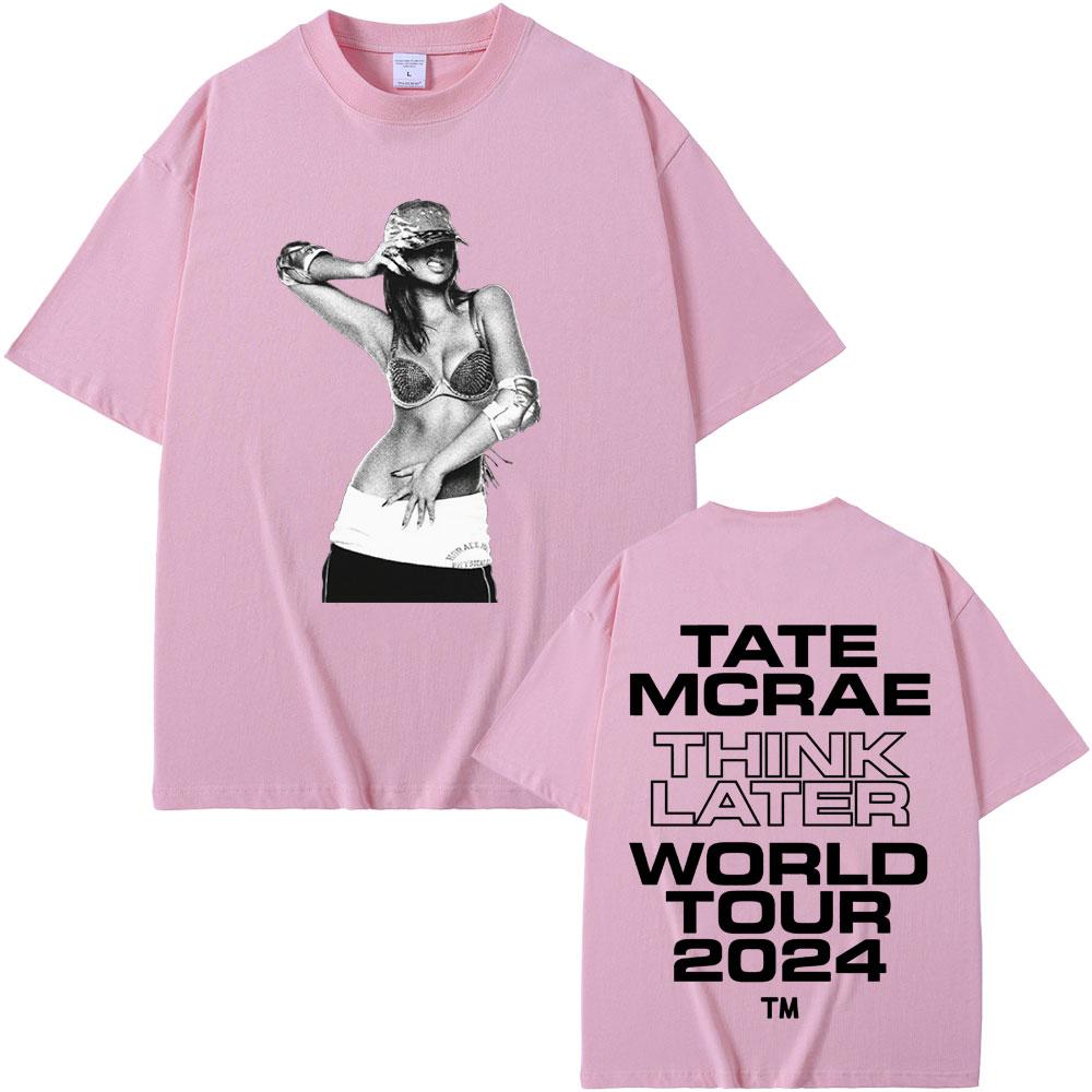 Tate Mcrae The Think Later World Tour T-shirts Men Women Fashion Vintage  Short Sleeve Tees Casual  T Shirts