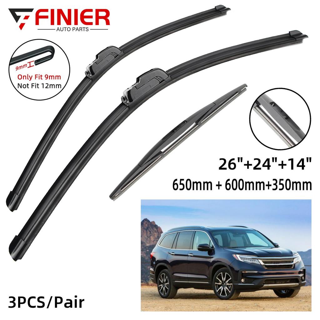 3KS Stěračů Pro Honda Pilot MK3 2016-2019 26" 24" 14" Pasují Na Přední Sklo Okno Stěrače Lišty Příslušenství 2016 2017 2018 2019