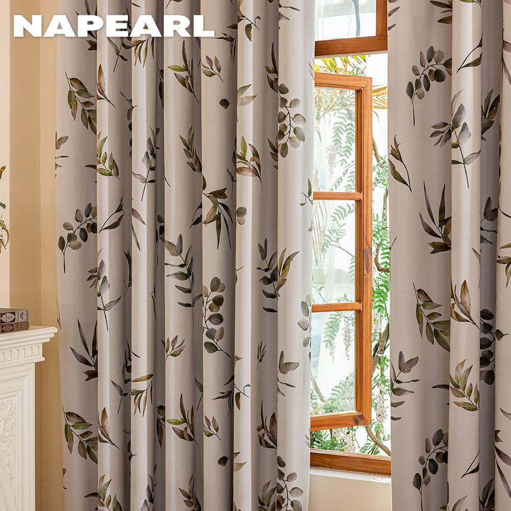 1PC NAPEARL 100% Blackout Curtains  American Countryside Style Plant Printed Curtains for Bedroom Living Room Balcony Window for Home Decor