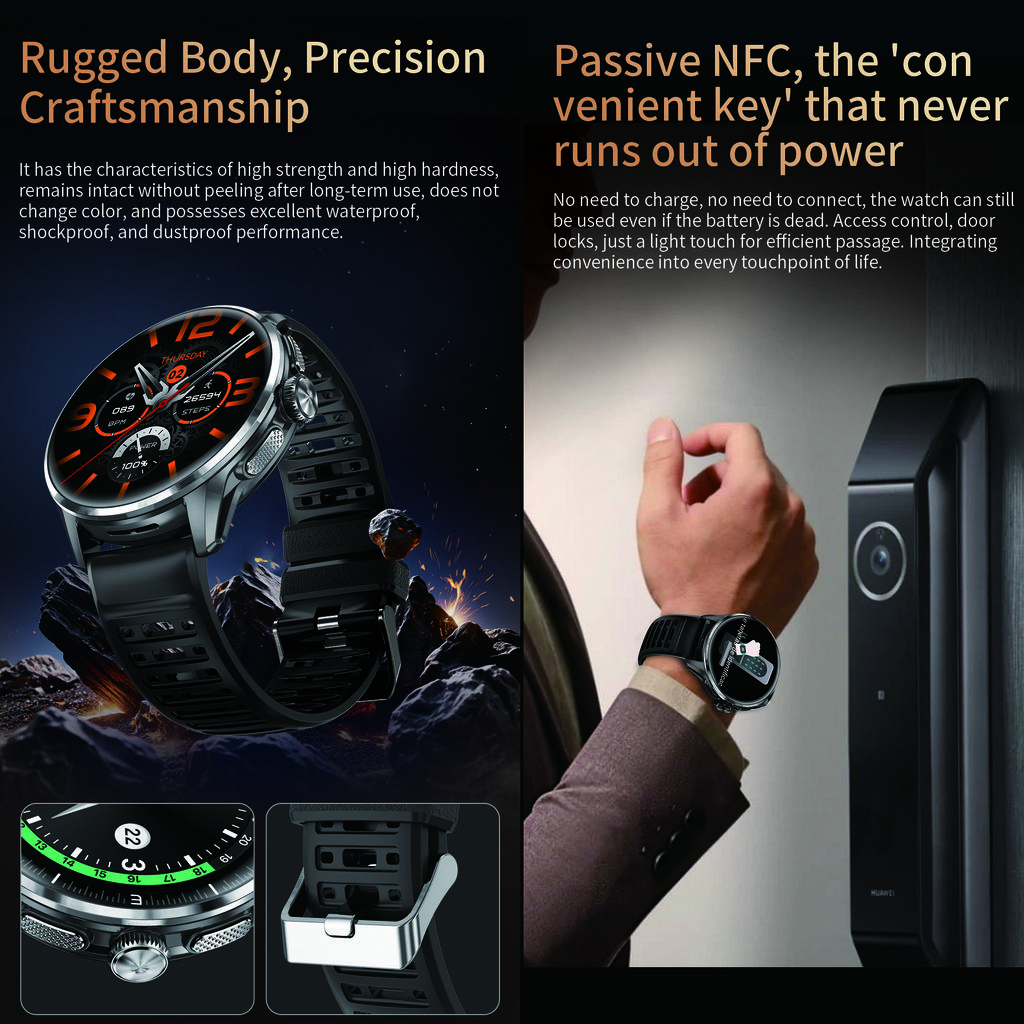 Android Smart Watch with SIM Card, AMOLED Touch Screen, Bluetooth Calling, Camera