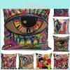 Stylish Colors Graffiti Cushion Covers With Invisible Zipper For Easy Cleaning