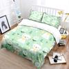 Cartoon Cats And Floral Pattern Print Bedding Set 1 Duvet Cover 2 Pillowcases For Adult And Children Luxury Gift Full Size