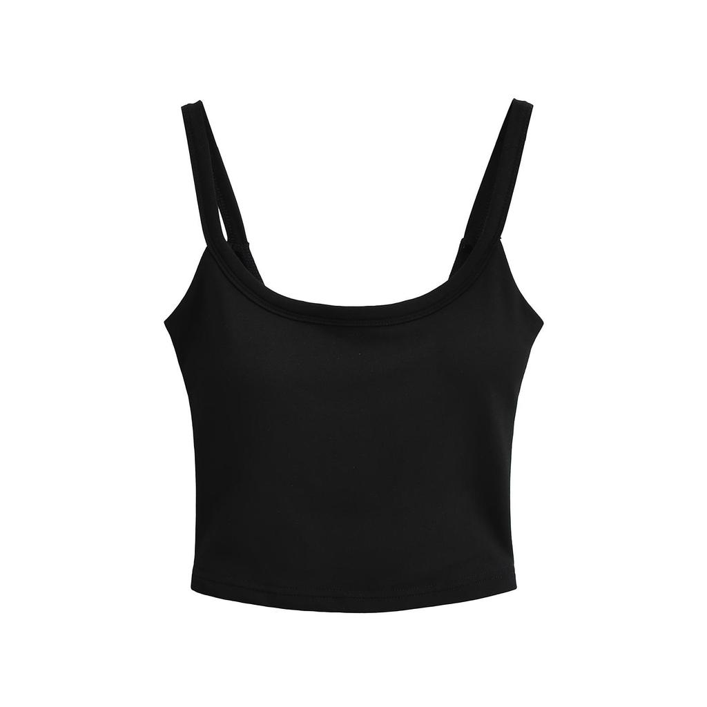 Women's U-Neck Padded Tank Top - Tight-Fit Summer Camisole, Backless, High-Waisted Style