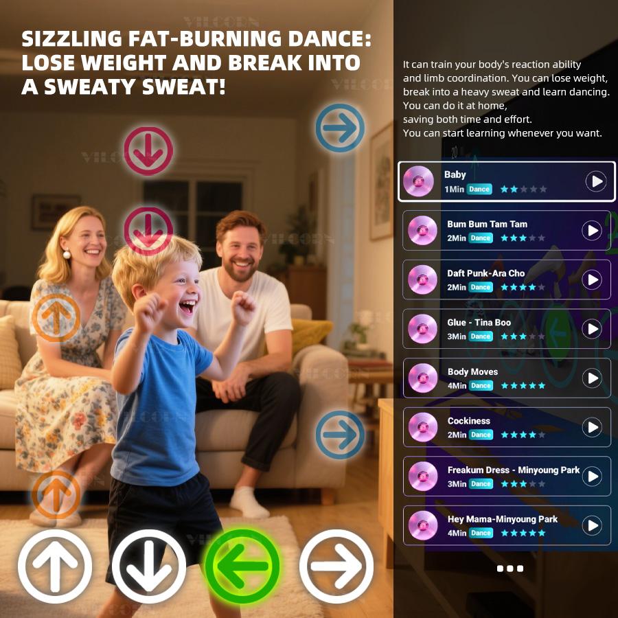 VILCORN Smartes KI-Aktives Spielsystem für Kinder & Familien Interaktive Physische Fitness-Spielkonsole mit Bewegungssensor-Spielen