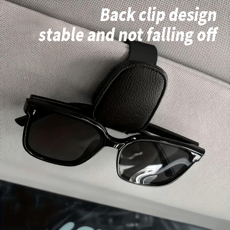 Car Glasses Holders - Magnetic Faux Leather Clip for Eyewear on Car Visor - Organizer for Glasses, Cards, And Tickets