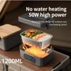 Cordless Electric Lunch Box for Adults 1.6L Portable Heated Food Warmer Rechargeable Stainless Steel Automatic Keep Warm for Office Truck Camping