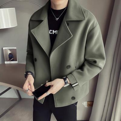 Men's Short Trench Coat, Casual And Warm Woolen Overcoat