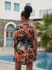 European & American Mesh Fabric Printed Beach Cover-up: Sexy Vacation Dress & Sun Protection Bikini Layer