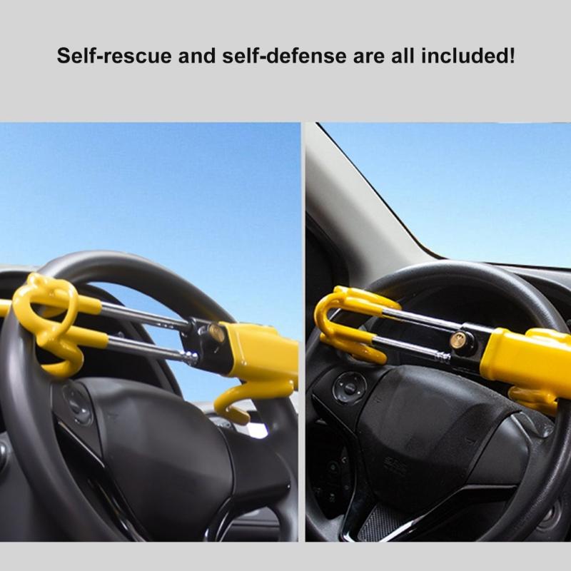 Car Steering Wheel Lock Anti-Theft Device, Steering Wheel Locks for Car SUV Easy Installation, Rubber Coating Handle