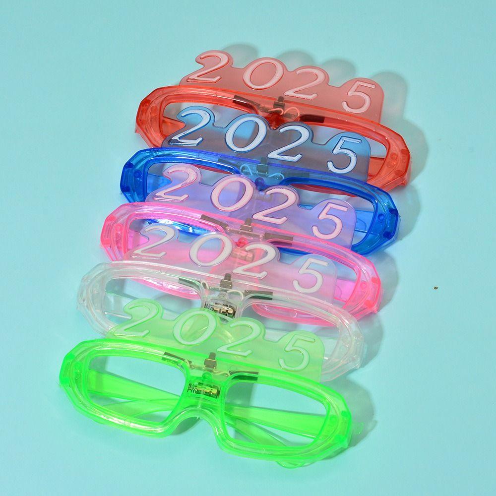 Number Letter 2025 LED Glow Glasses Photographic Ornaments New Year Party Glasses  Rave Nightclub