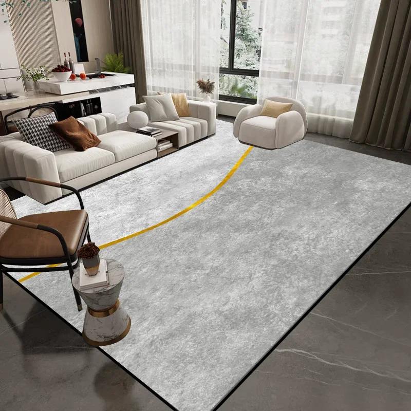 Grey Luxury Modern Carpet for Living Room Decoration Washable Rugs Bedroom Bedside Rug Anti Slip Cloakroom Floor Mat Large Size