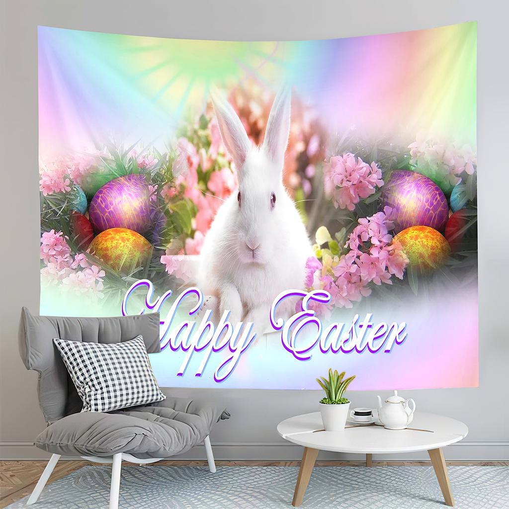Cute Farm Rabbit Tapestry Grey Rabbit Tapestry Creative Style Tapestry Art Wall Hanging Home Living Room Bedroom Dorm Tapestries