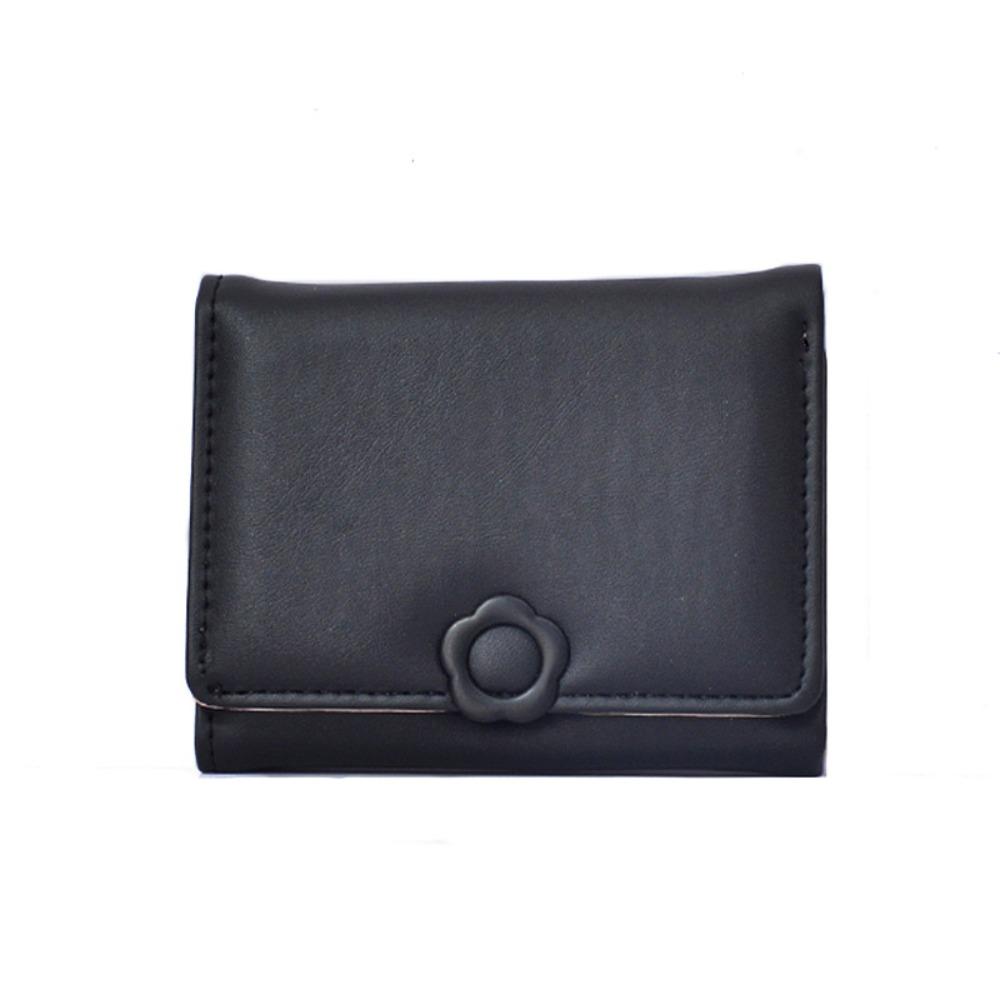 

Pu Leather Folding Purse Multi-card Card Holder Fashion Tri-Fold Wallet Ladies чорний