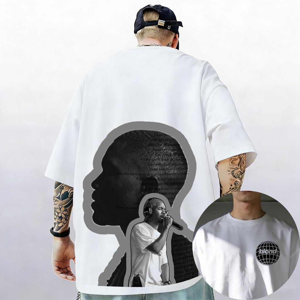 Rapper Frank Retro Grafik T-Shirt Herren Hip Hop Ocean Album Kleidung T-Shirts Y2k Unisex Blond Fashion Übergroßes Baumwoll-T-Shirt