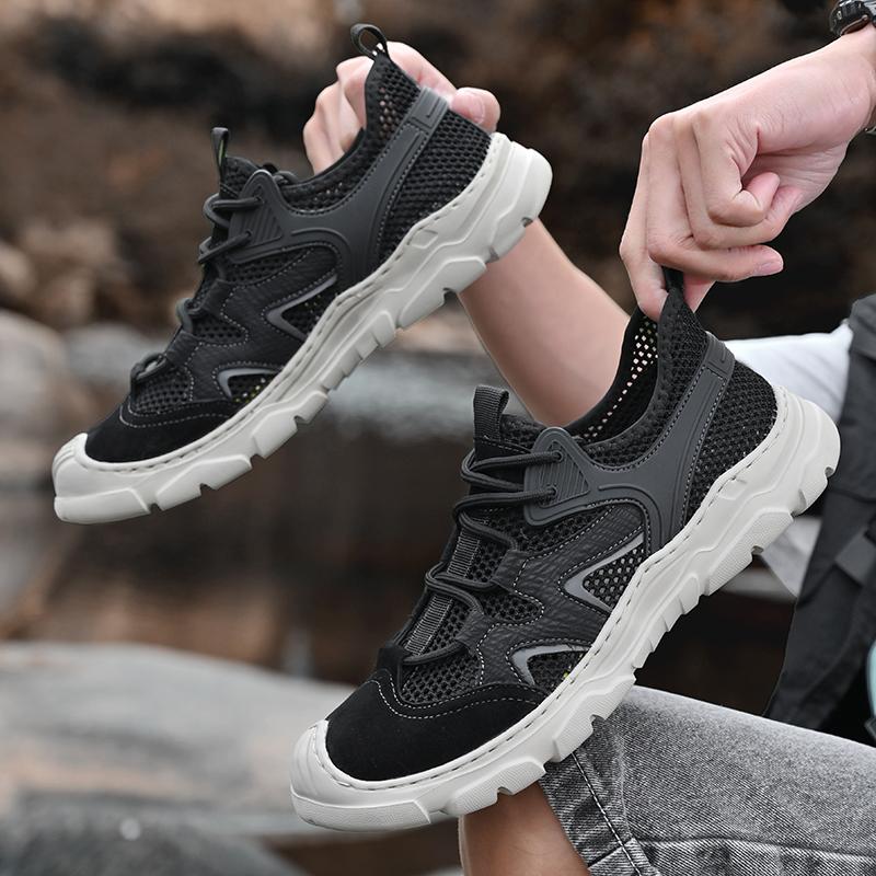 Fashion New Male Walking Flats Outdoor Travel Running Casual Shoes Summer Men's Mesh Sports Shoes Fashion Breathable Anti Slip Footwear