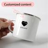 Customized Letter Enamel Water Cup, Minimalist Couple Cup, Creative Heart-shaped Pattern Customization, Valentine's Day Gift.