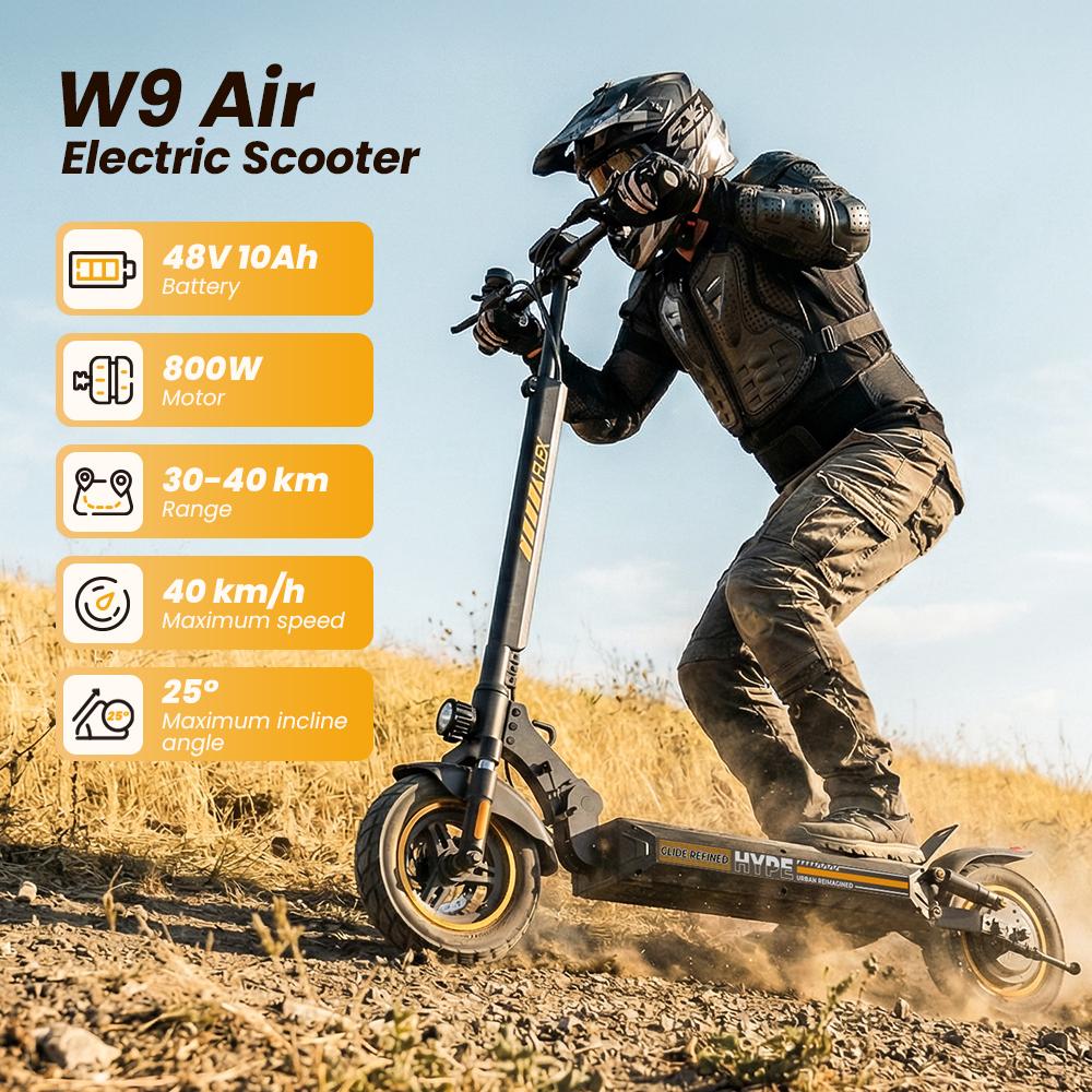 Monopattino Elettrico Pieghevole W9Air Modalità di Velocità 6/10/15/25 km/h Motore 500W Capacità Batteria 48V 10Ah Autonomia 30–40 km