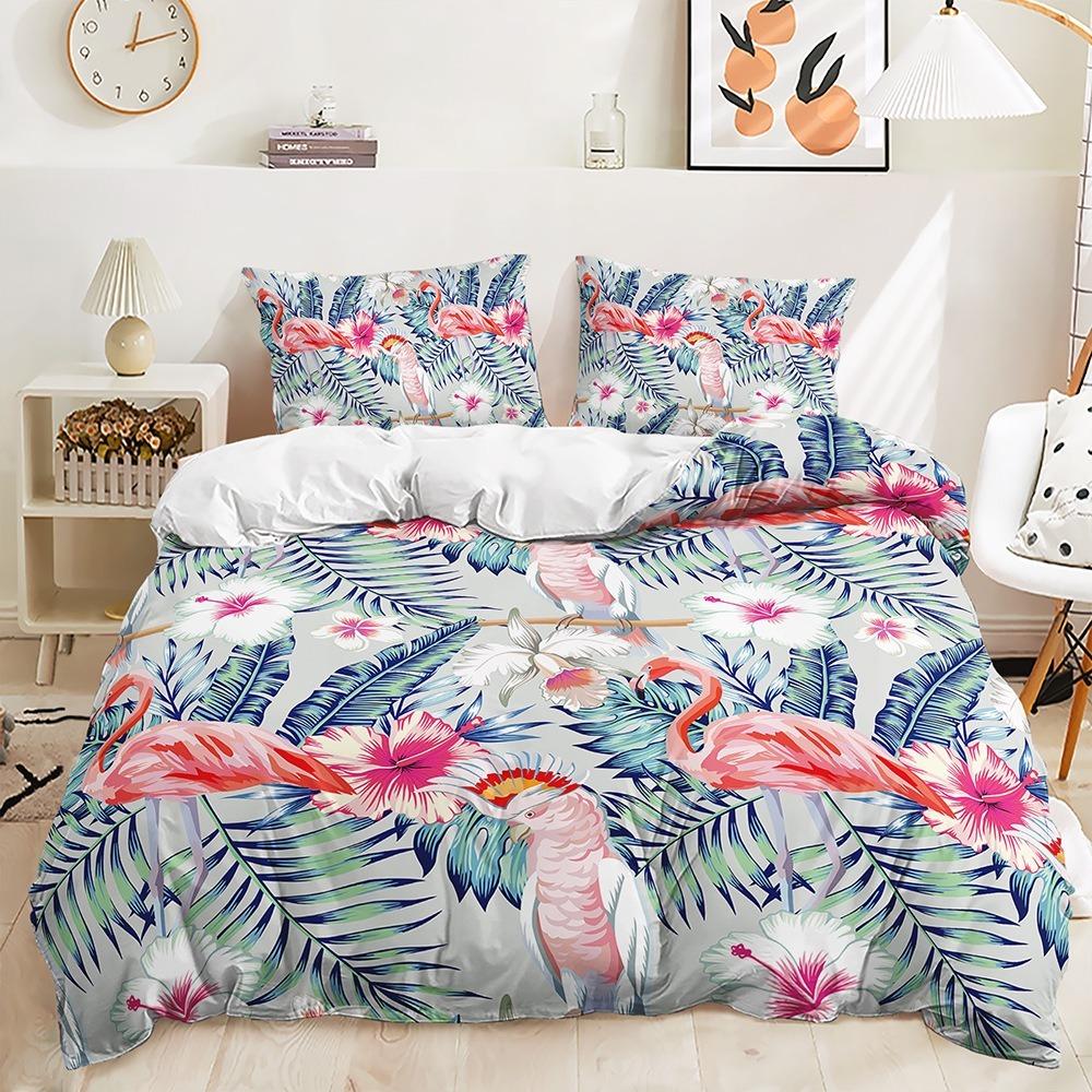 3D Flamingo Duvet Cover Full Size 2/3 Animal Pattern Bedding Set with Pillowcases for Teens and Boys Duvet Cover Pillowcase Gift