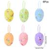 24/6pcs Painted Foam Easter Eggs Rabbit Hanging Ornaments Decoration for Home Easter Tree Pendants Basket Decor Kids Gift 2025