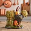 Thanksgiving Table Decor Autumn Harvest Figurine Ornament, Decorative Resin Statue, Turkey/Scarecrow/Pumpkin Festive Tabletop Ornament Set Centerpiece