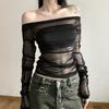 European and American style autumn new women's clothing solid color slim street fashion one-word collar backless long-sleeved T-shirt