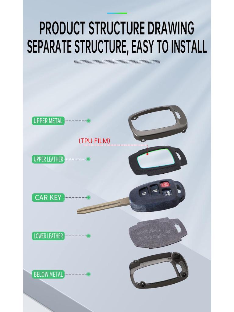 Key Cover Shell for Toyota FJ Cruiser, RAV4, Prado, and Land Cruiser