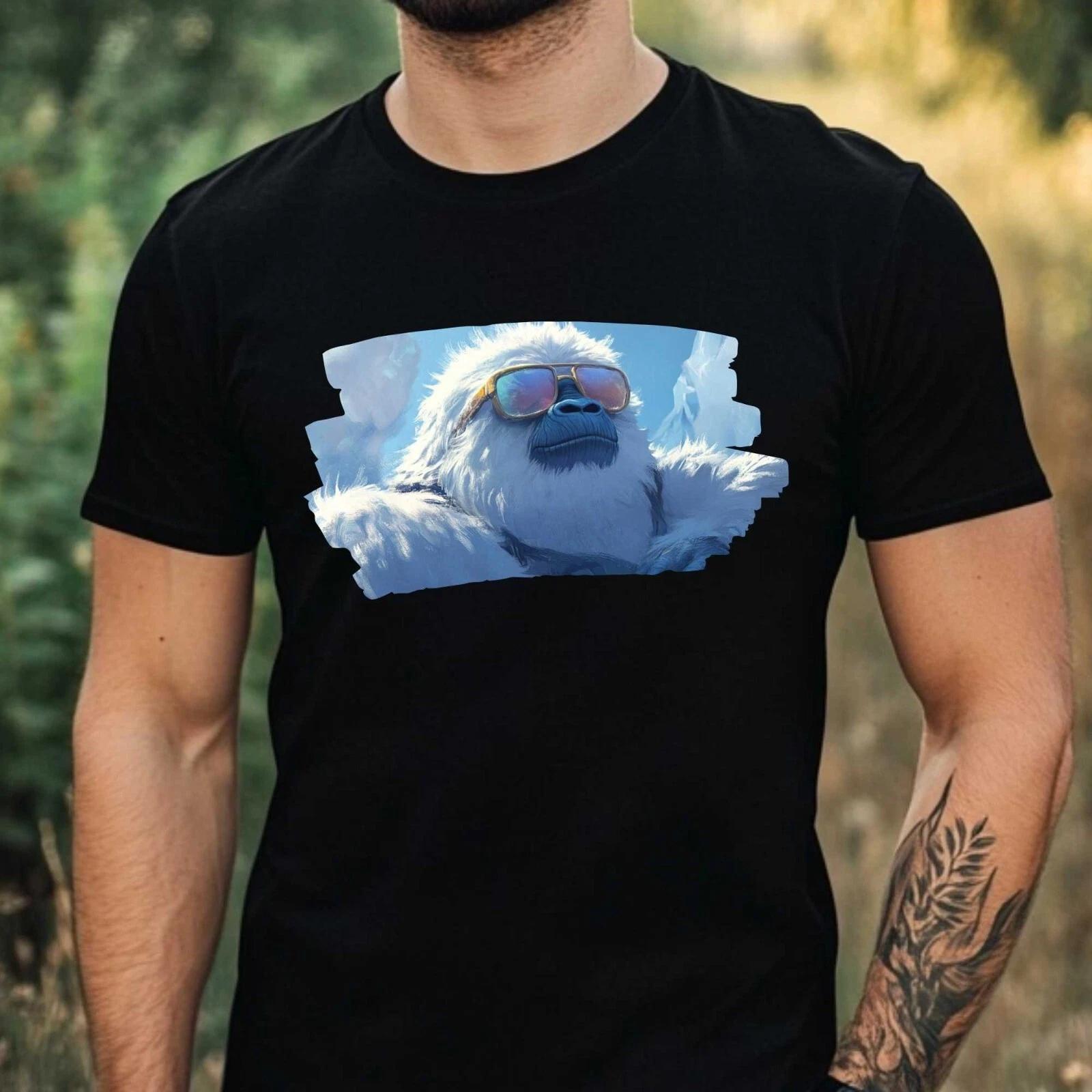 T-Shirt Herren Yeti mit Sonnenbrille Motiv Baumwolle Größe XS bis 5XL M