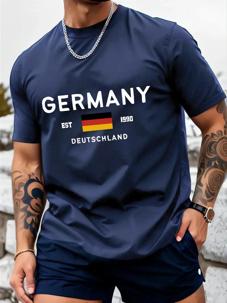 Patriotic German Flag Print 100 Cotton Trendy Men Woment Tshirt Summer Autumn Daily Outdoor Sports Casual Street Shortsleeve