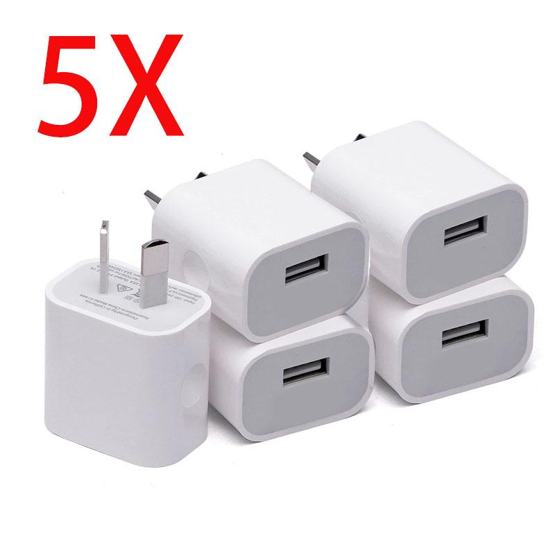 1/5 Stück Ein Port Universal Reise 5V 2A USB AC Wand Heimladegerät Netzteil AU Stecker Handy Ladekopf Australischer Standard