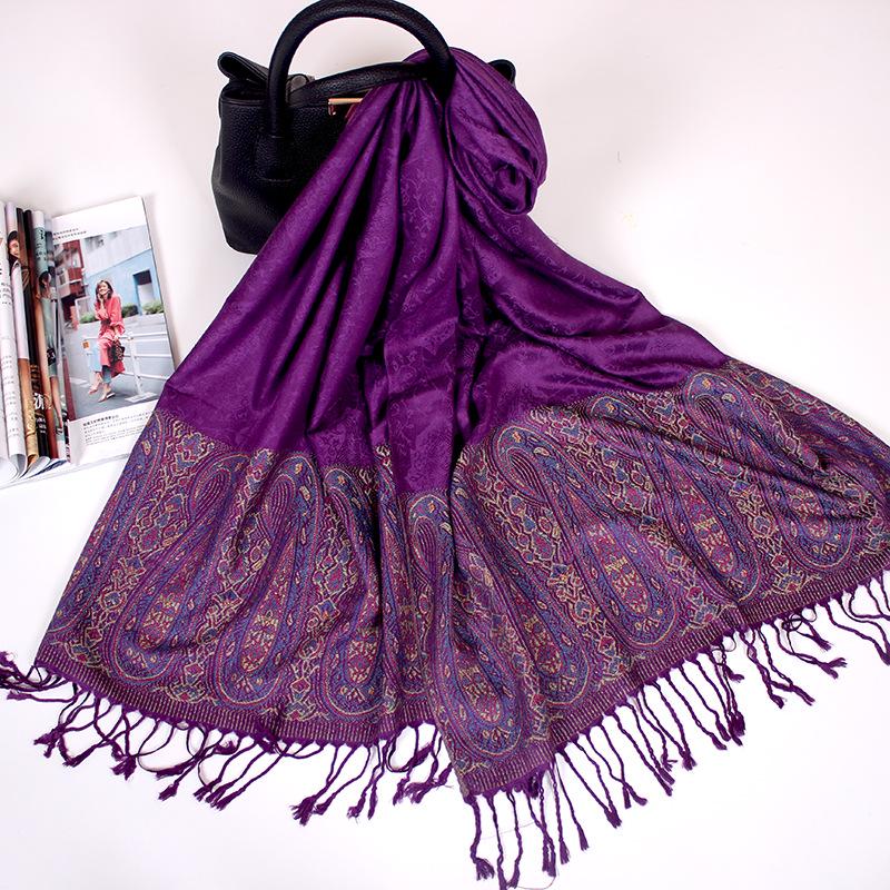 Ethnic Style Cashew Scarf Air Conditioner Large Shawl Scarf Dual-Purpose Jacquard Fringed Spring And Summer Long Cotton Scarf Women