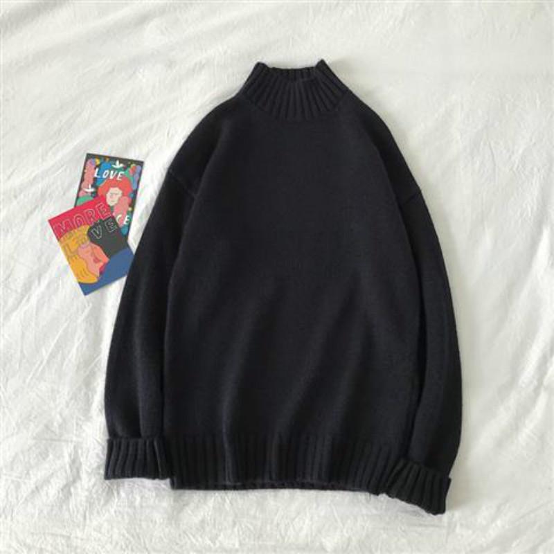 

Pofulove водолазка женская корейская версия свободная студенческая осенне-зимняя однотонная рубашка пара дикий свитер M