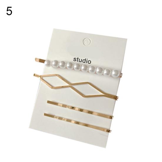 4Pcs/Set Girls Bowknot Heart Faux Pearl Hairpin Hair Clip Barrette Headwear Gift