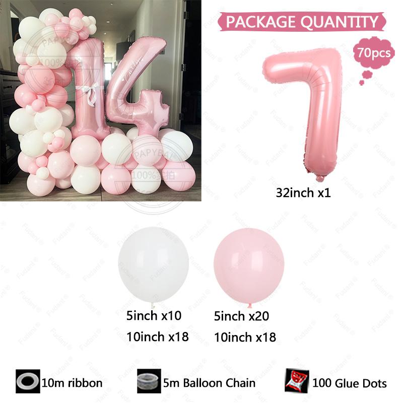 107pc/set Pink Cozy and Cute Style Digital Aluminum Film Balloon 1-9 Suitable for Birthday Party Anniversary Graduation Season