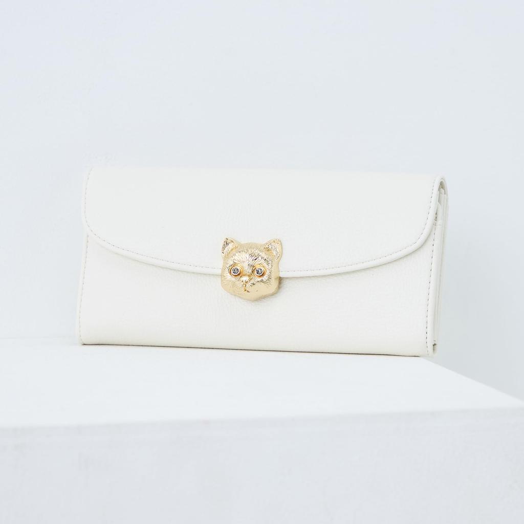 Paul Joe Accessoires Flap Long Wallet 3D Cat Face Ivory & PJA-W1381