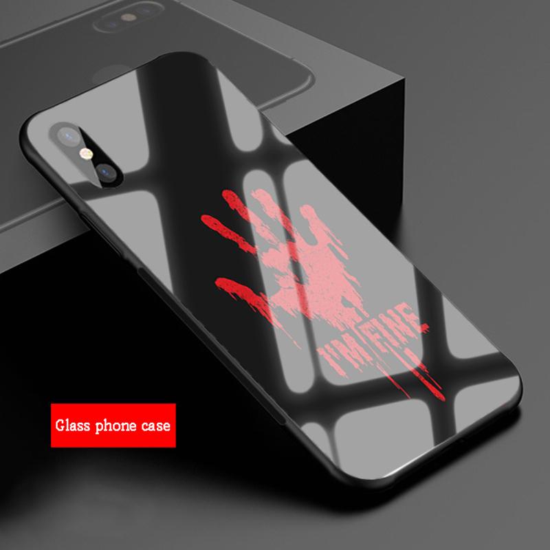 Pouzdro na telefon z tvrzeného skla s potiskem ruky Pro iphone 12 11 Pro Max 5 6 7 8 PLUS X XS XR XSMax Skořepina 12Pro Kryt Skořepina
