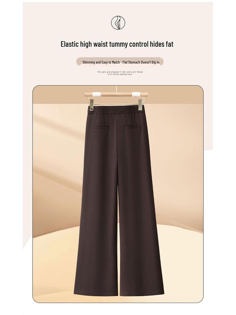 Women's Straight Wide-Leg High-Waist Pants for Spring/Autumn 2026 - Casual, Versatile Fashion for Middle-Aged & Elderly