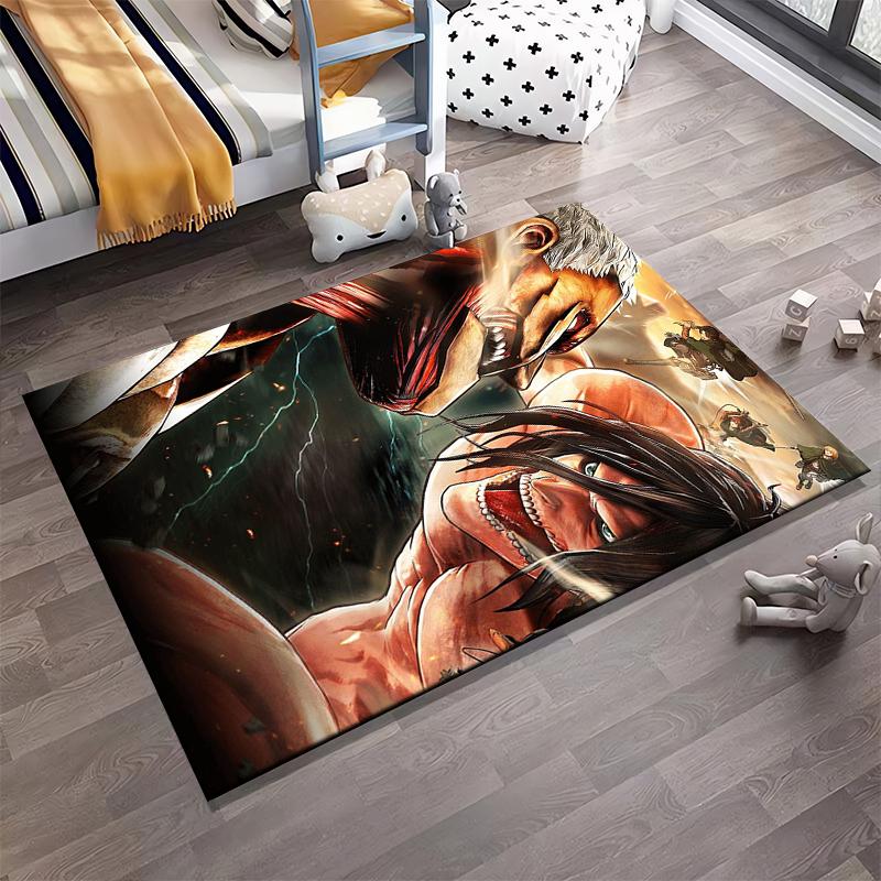 "Anime Battle Scene Carpet with Titans Print, Dark Room Decoration" Suitable for Use As an Anti-slip for Living Room Bedroom Sofas
