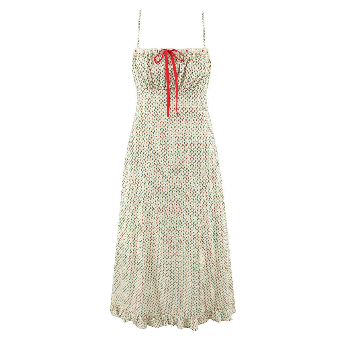 European and American style, new women s clothing, foreign style, classic, versatile, beige floral suspender skirt S