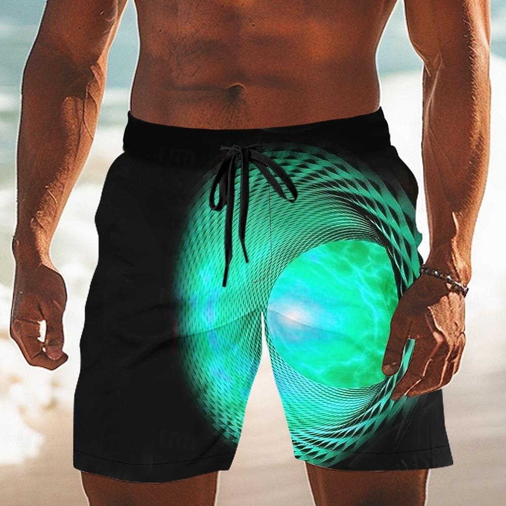 

Men s Geometric Swirl Swim Trunks Swim Shorts Board Shorts Mid Waist Casual Outdoor Vacation Dailywear Side Pockets S