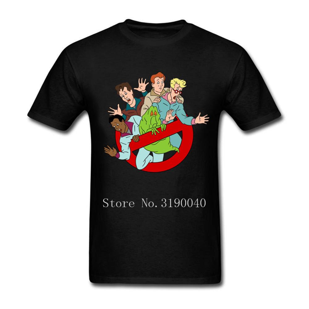Men Character Print Pre-Cotton T-Shirt Ghostbusted Novelty T Shirt Tops Plus Size Cartoon Network Short Sleeve Funny Designs Tee
