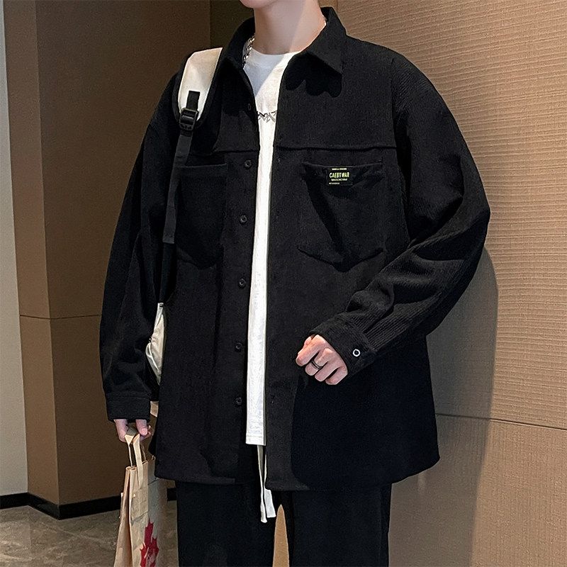 Men's Corduroy Casual Long-Sleeve Shirt for Autumn, Loose-Fitting Shirt Jacket by Mr. Mengmaite Hezi