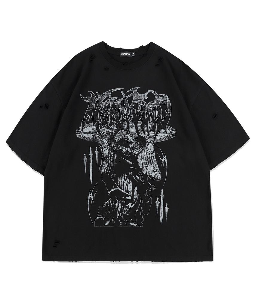 MAHAGRID Goth Angel Damaged Tee Black(Mg2Emmt521A)