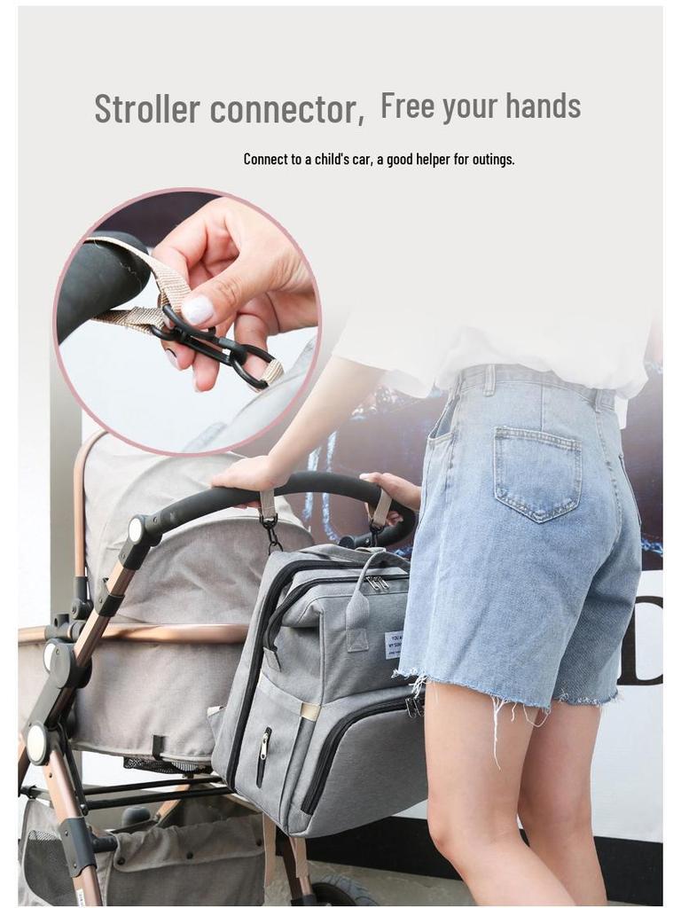 Portable Folding Mummy Bag: Lightweight, Large-Capacity Mother & Baby Backpack with Multi-purpose Bed Feature.