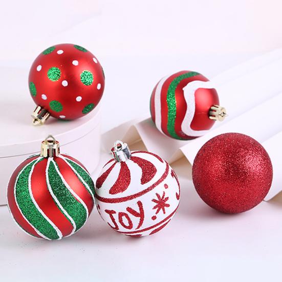 Yousheng 16 Pcs Christmas Ball Ornaments Plastic Glittering Hanging Bell Snowflake Swirl Ball Decoration Xmas Tree Pendant for Holiday Home Decor