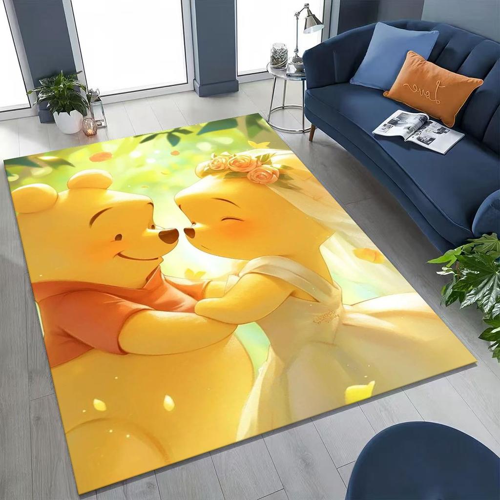 New Cute Winnie Pooh Bear Cartoon Rug for Bedroom Living Room Sofa Home Doormat Decor, Large Kids Play Non-slip Floor Mat