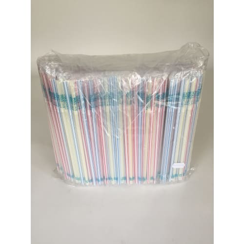 Yamato Bussan Straws, White, Pink, and Blue, 21cm, Bendable Colored Straws, Poly Bag, Commercial Use, 500 Straws