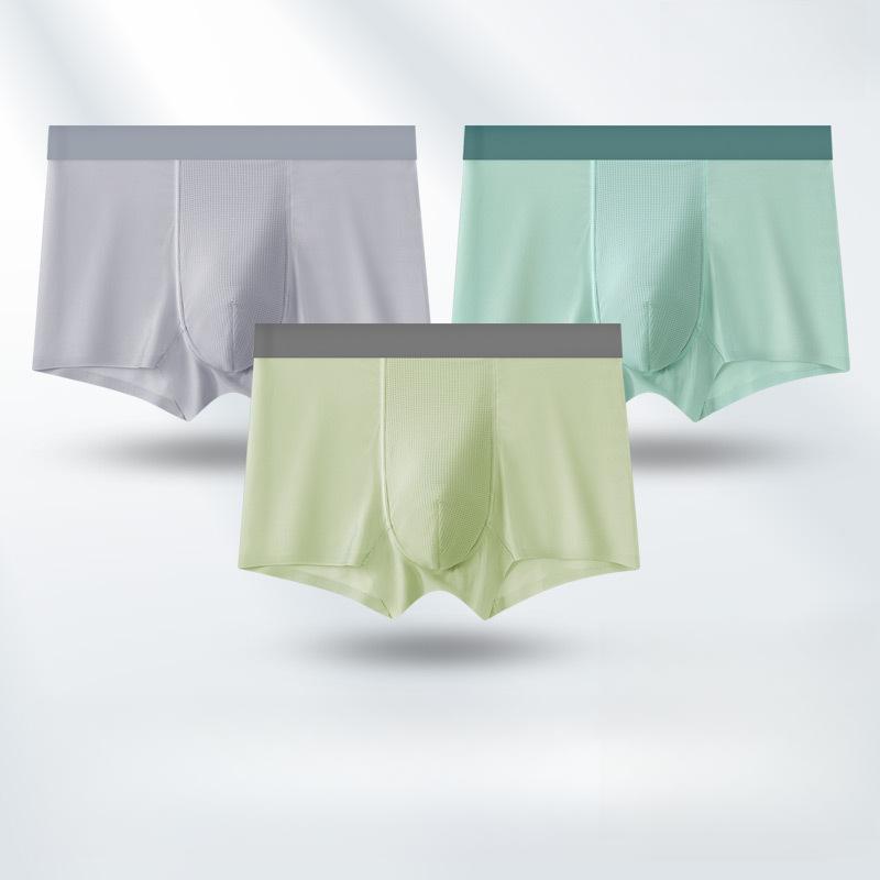 

3 шт. Мужское бесшовное нижнее белье из ледяного шелка Мужское летнее нижнее белье из ледяного шелка Мужские боксеры Сетчатые дышащие боксеры-брифы 3XL