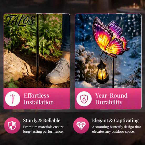 Yard Art for Outside Solar Butterfly Garden Stake Lights, Metal Decorative Stakes, IP65 Waterproof Outdoor Patio Accents LED Landscape Lights