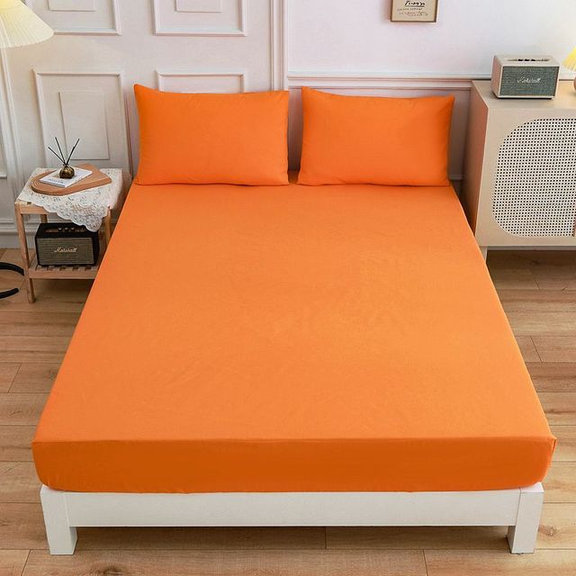 Solid Color Fitted Sheet Single And Double Bed Sheet Simple High -Grade Bed Sheets Soft Mattress Cover Sheet Protector