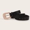 Classic Fashion Casual Leather Belt For Women With Pearl Decor For Spring